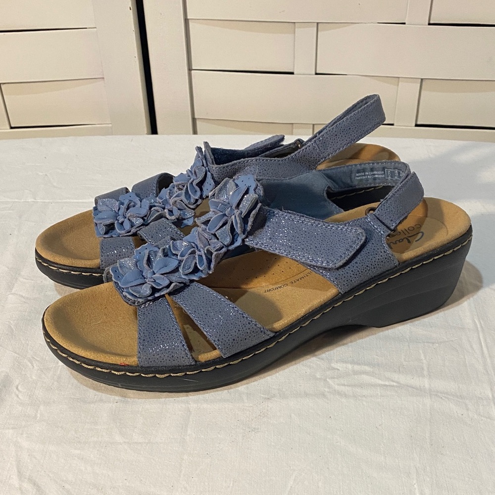 Clark’s Merliah Sheryl Blue Slingback Sandals Size 10